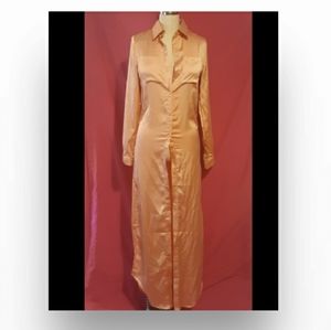 Satin Maxi Shirt w/ embroidered details